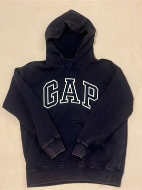 Vintage GAP Kid’s Navy Hooded Sweatshirt with White Logo
